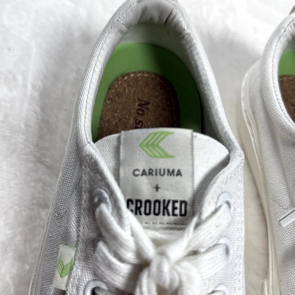 Cariuma x Crooked Sneakers Women 7.5 White Canvas No Steps Back Low Top
